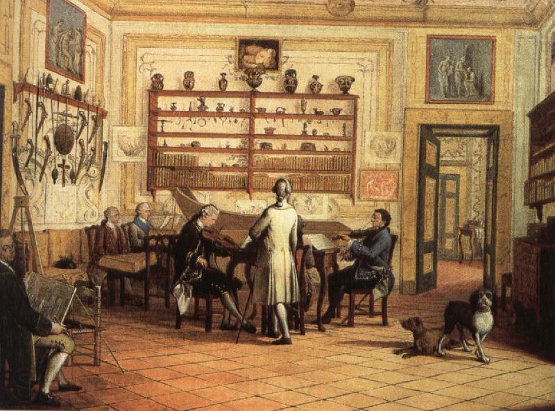 hans werer henze The mid-18th century a group of musicians take part in the main Chamber of Commerce fortrose apartment in Naples, Italy Spain oil painting art
